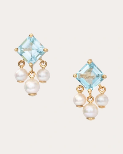 Shop Yi Collection Women's Aquamarine & Pearl Nymph Drop Earrings In Blue