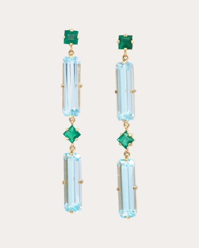Shop Yi Collection Women's Emerald & Blue Topaz Cascade Drop Earrings