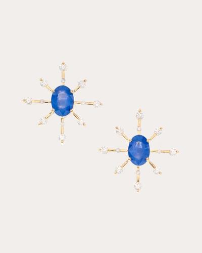 Shop Yi Collection Women's Ceylon Sapphire & Diamond Starburst Stud Earrings In Blue