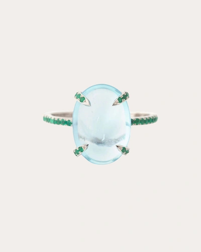 Shop Yi Collection Women's Aquamarine & Emerald Spring Globe Ring In Blue