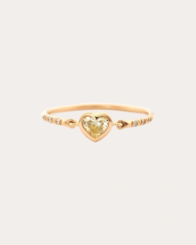 Shop Yi Collection Women's Diamond Heart Petite Circle Ring In Yellow