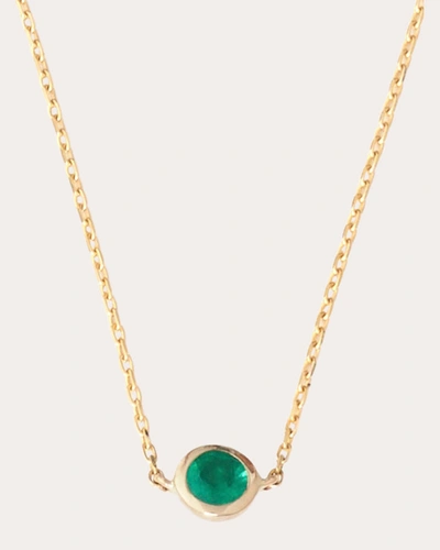 Shop Yi Collection Women's Emerald Petite Button Pendant Necklace In Green