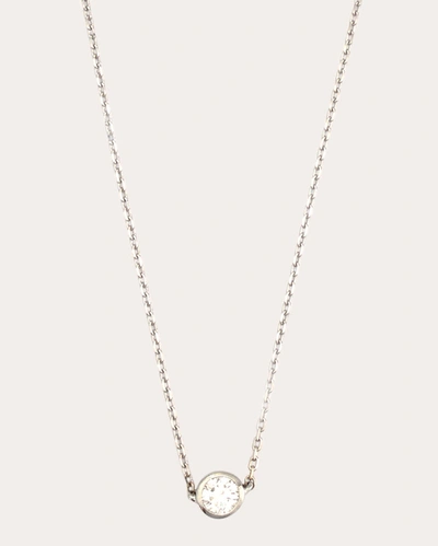 Shop Yi Collection Women's Platinum Diamond Button Pendant Necklace In Silver