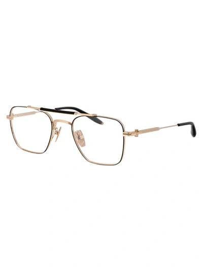 Akoni Europa Eyewear In White Gold-matte Black Enamel-black Crystal