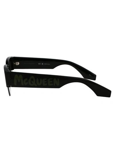 Shop Alexander Mcqueen Sunglasses In 002 Black Black Green