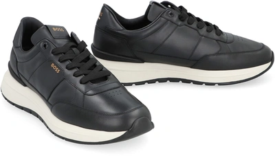 Shop Hugo Boss Boss Jace Leather Low-top Sneakers In Black