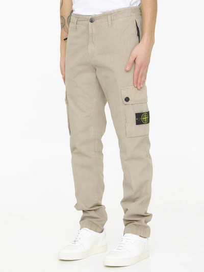 Shop Stone Island Cargo Pants In Beige