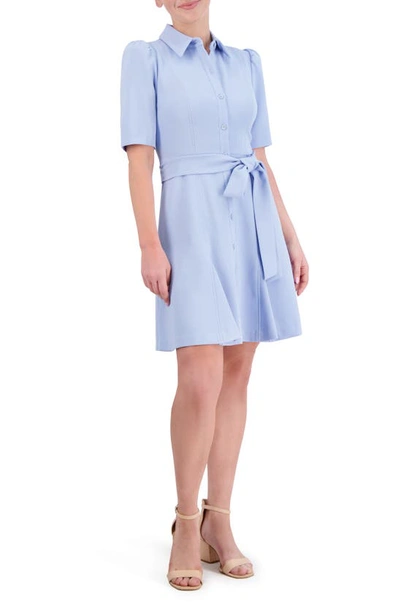 Shop Eliza J Puff Sleeve Shirtdress In Light Blue