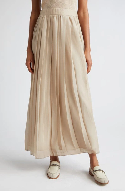 Shop Eleventy Pleated Maxi Skirt In Sand