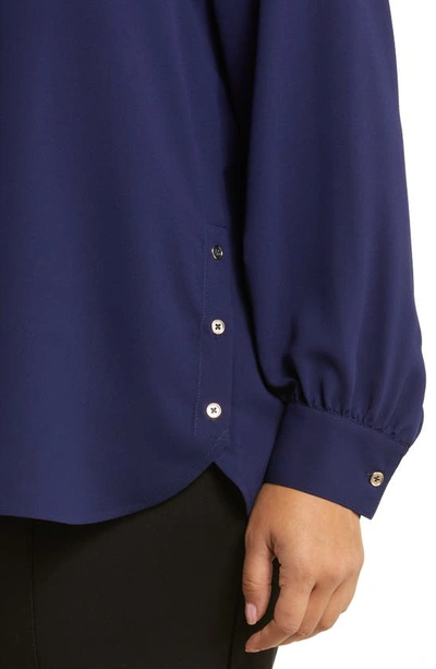 Jones New York Point Collar Popover Tunic Top In Pacific Navy