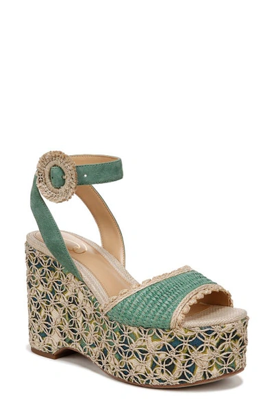 Shop Sam Edelman Amber Espadrille Platform Ankle Strap Sandal In Turquoise Green