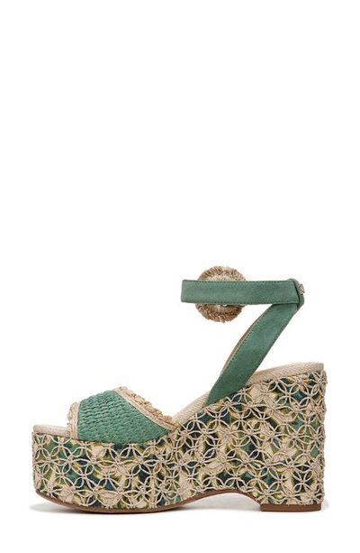 Shop Sam Edelman Amber Espadrille Platform Ankle Strap Sandal In Turquoise Green