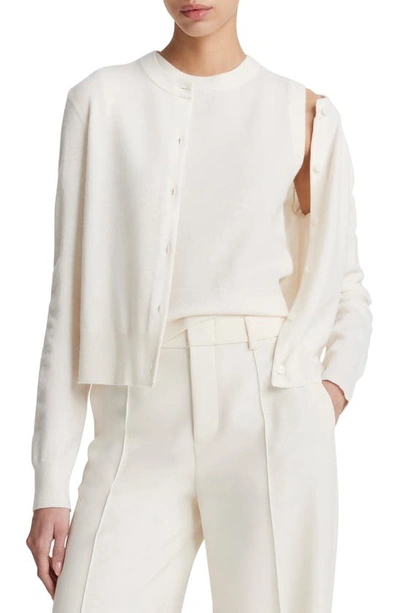 Shop Vince Wool & Cashmere Blend Button-up Cardigan In Off White