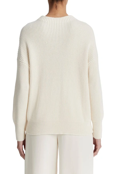 Shop Vince Cotton & Cashmere Rib Funnel Neck Sweater In Ivory