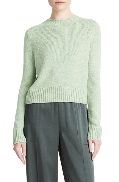 Shop Vince Silk Crewneck Sweater In White Lime