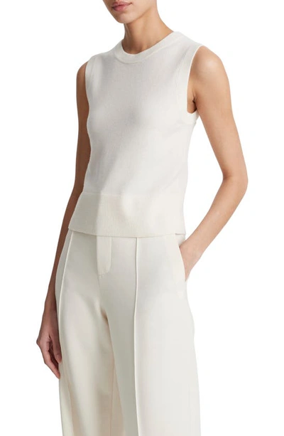 Shop Vince Sleeveless Wool & Cashmere Blend Sweater In Off White