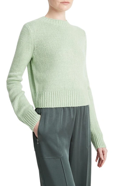 Shop Vince Silk Crewneck Sweater In White Lime