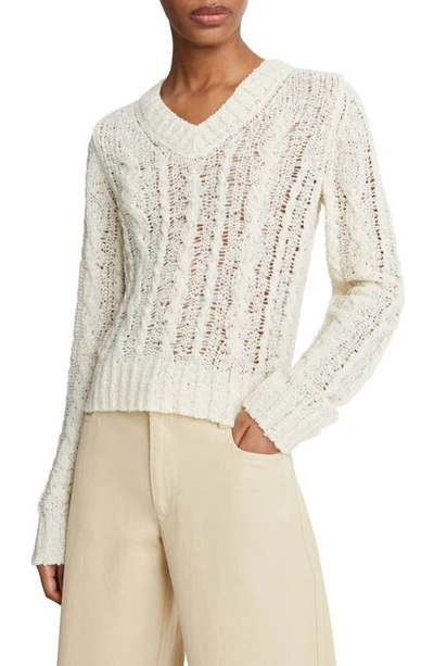 Shop Vince Open Stitch Cable Sweater In Cream