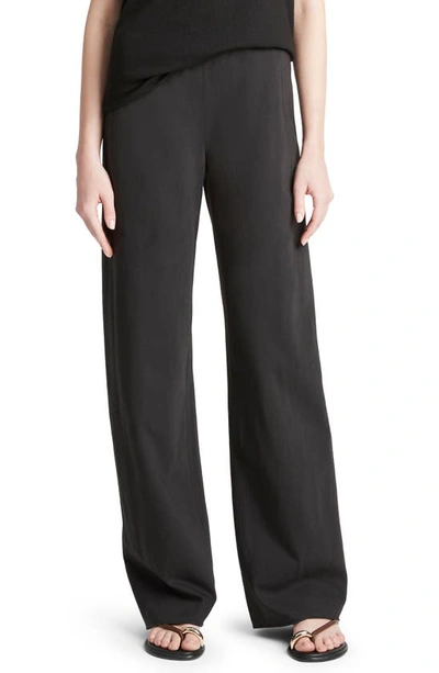 Shop Vince Cotton Blend Wide Leg Pants In Black