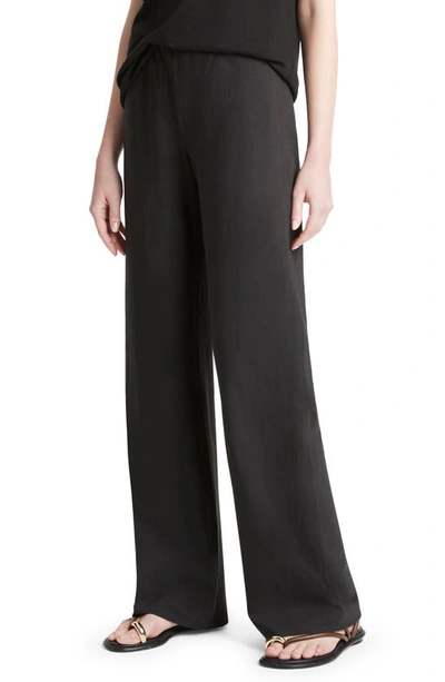Vince High-rise Cotton-blend Pants In Black