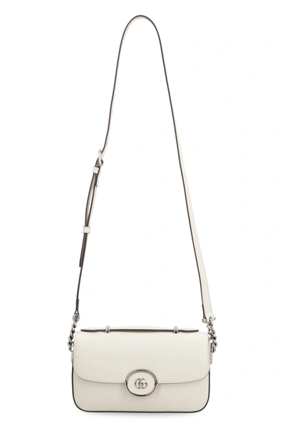 Shop Gucci Petite Gg Leather Shoulder Bag In White