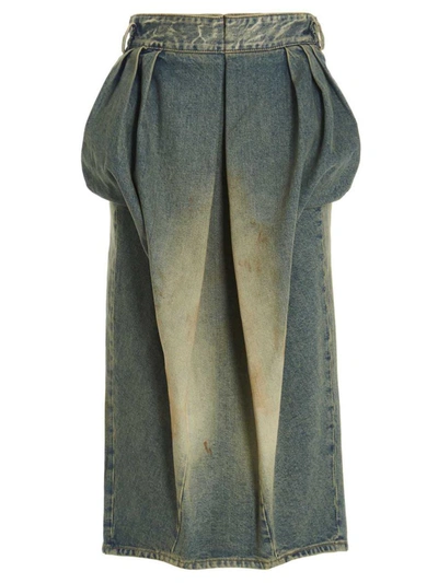 Shop Maison Margiela Dirty-used Effect Skirt In Blue