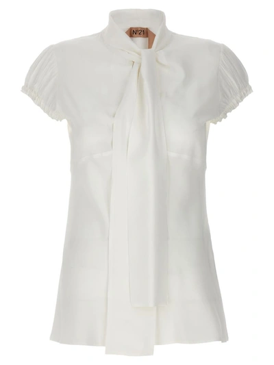 Shop N°21 Lavaliere Silk Blouse In White