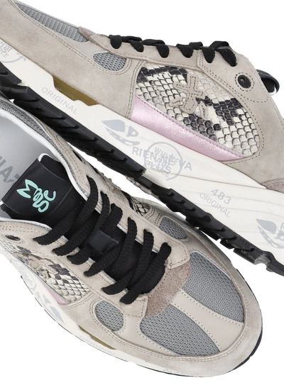 Shop Premiata Multicolor Suede Blend Sneakers In Grey