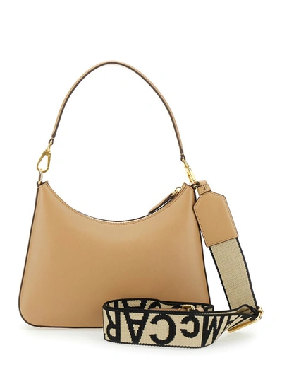Shop Stella Mccartney Beige Shoulder Bag With Perforated Logo In Eco Leather Woman