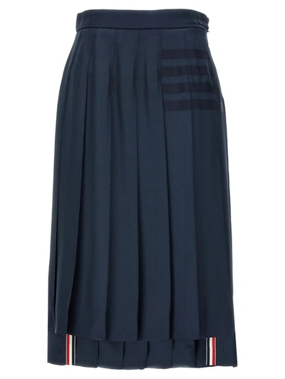Shop Thom Browne 'below Knee Dropped Back Pleated' Skirt In Blue