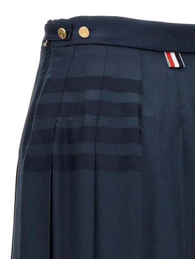 Shop Thom Browne 'below Knee Dropped Back Pleated' Skirt In Blue