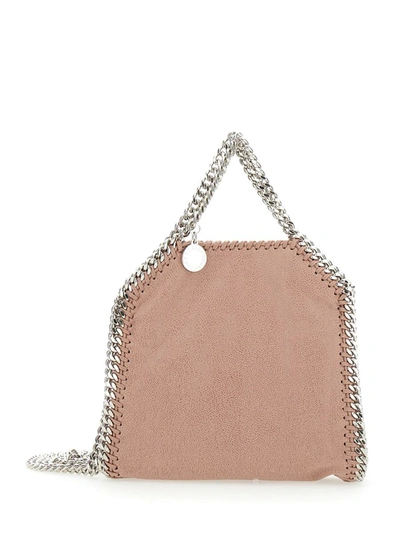 Shop Stella Mccartney '3chain' Tiny Pink Tote Bag With Logo Engraved On Charm In Faux Leather Woman