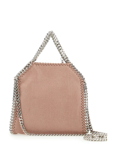Shop Stella Mccartney '3chain' Tiny Pink Tote Bag With Logo Engraved On Charm In Faux Leather Woman
