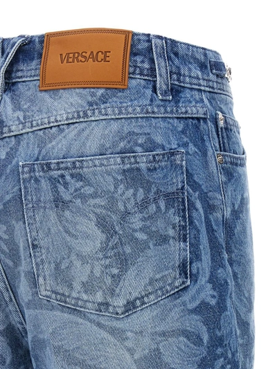 Shop Versace 'barocco' Shorts In Blue