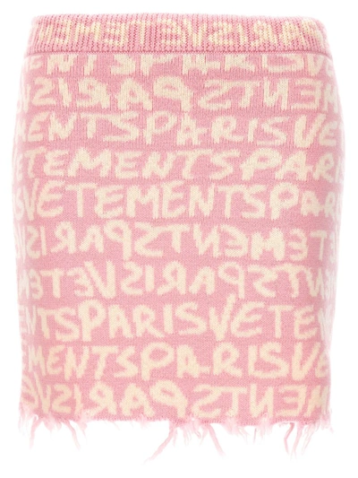 Shop Vetements 'graffiti Monogram' Skirt In Pink