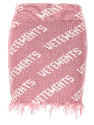 Shop Vetements 'iconic Lurex Monogram' Skirt In Pink