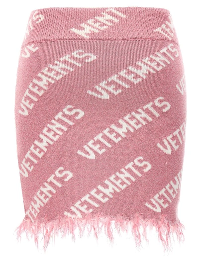 Shop Vetements 'iconic Lurex Monogram' Skirt In Pink