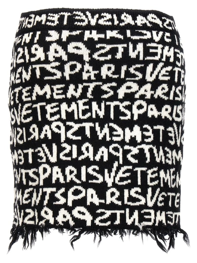 Shop Vetements 'graffiti Monogram' Skirt In White/black