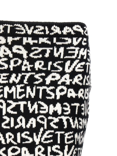Vetements Paris Monogram High-waisted Mini Skirt In White/black