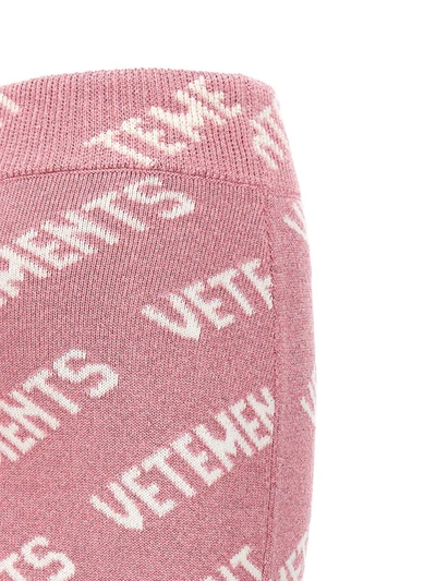 Shop Vetements 'iconic Lurex Monogram' Skirt In Pink