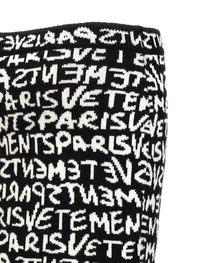 Vetements Paris Monogram High-waisted Mini Skirt In White/black