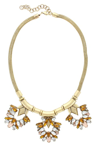 Shop Olivia Welles Lucille Crystal Statement Necklace In Brown Gold