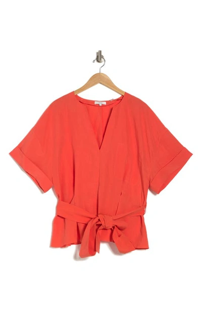 Vince Tie Waist Blouse In Burnt Orchid