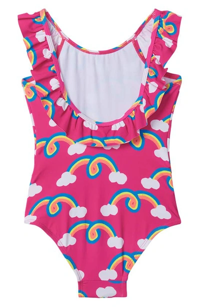 Shop Hatley Kids' Rainbow Arch Ruffle One-piece Swimsuit In Purple