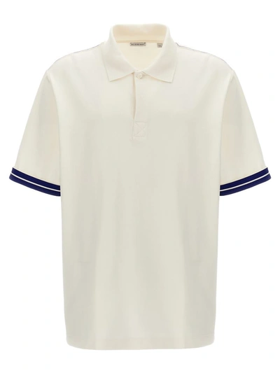Shop Burberry 'ekd' Polo Shirt In White