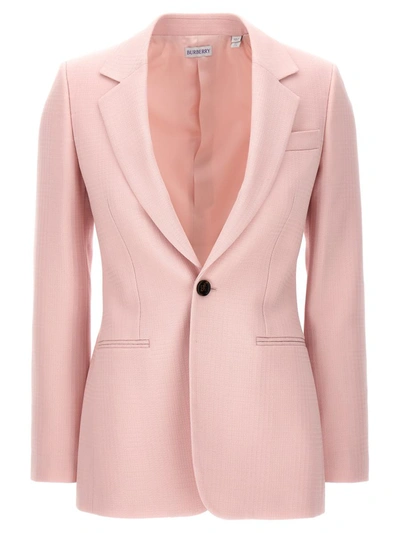 Shop Burberry Single-breasted Tailored Blazer In Pink