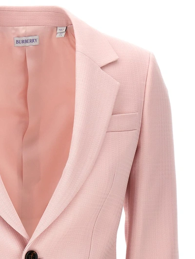 Shop Burberry Single-breasted Tailored Blazer In Pink