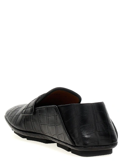 Dolce & Gabbana Dg Logo Embossed-crocodile Leather Loafers In Black