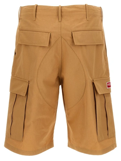 Shop Kenzo 'cargo Workwear' Bermuda Shorts In Beige