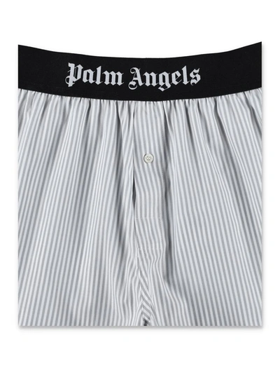 Shop Palm Angels Classic Logo Striped Boxer In Light Grey